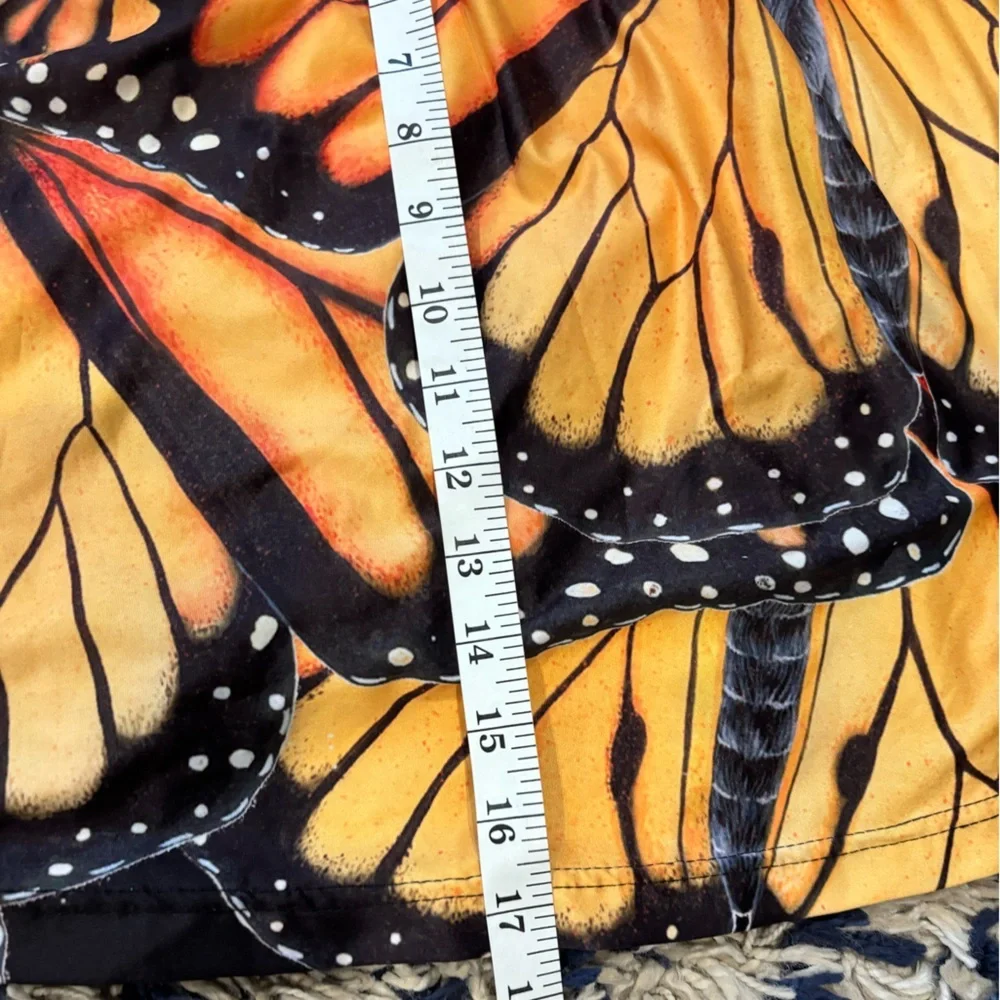 Kids monarch  Butterfly Print A-Line elastic waist Skirt - Orange/Black- size 16